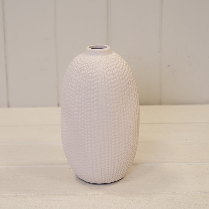 White Textured Vase 10cm X 10cm X 17cm