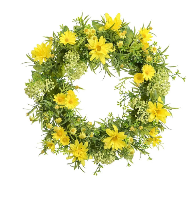 Wildflower Daisy Wreath x 38cm - Yellow