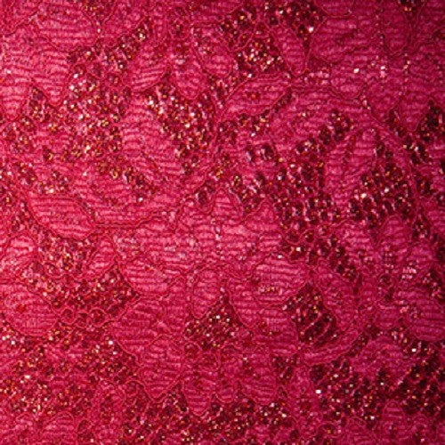 1 Metre Glitter Satin & Lace Fabric x 150cm - Wine