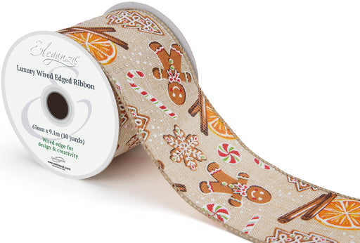 Wired Edge Christmas Burlap Gingerbread Man No.477 63mm x 9.1m