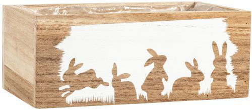 Wooden Trough Bunny Planter - L 19.6cm