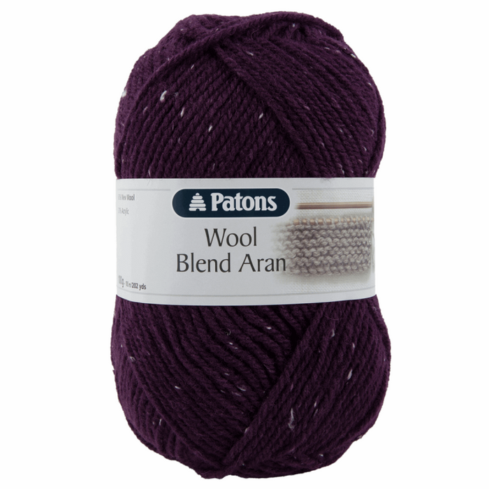 Wool Blend Aran 100g - Burgundy Tweed