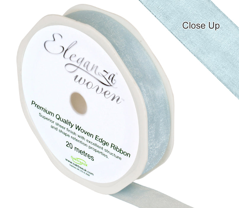 Woven Edge Ribbon 15mm x 20m -  Light Blue