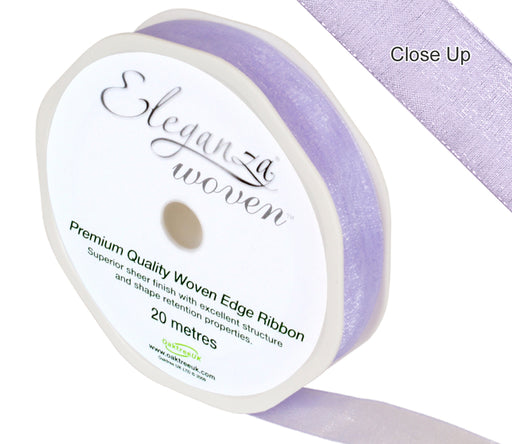 Woven Edge Ribbon 15mm x 20m - Lavender