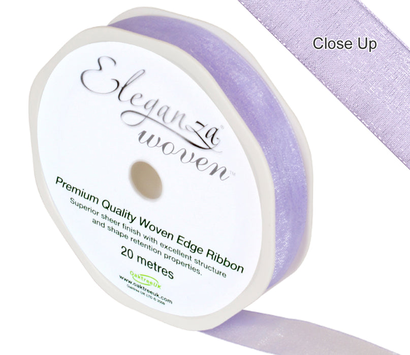 Woven Edge Ribbon 15mm x 20m - Lavender