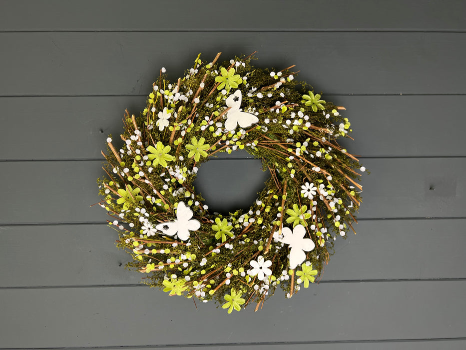 Spring Butterfly and Flower Twig Wreath x 36cm