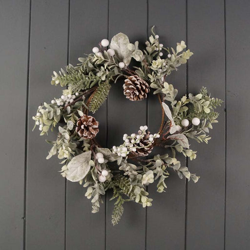 White Berry & Pinecone Winter Wreath - 35cm diameter
