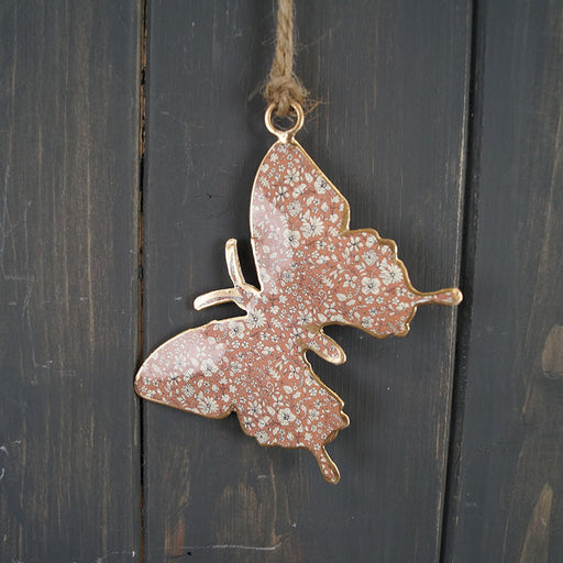 Pink Metal Hanging Butterfly  x 8cm