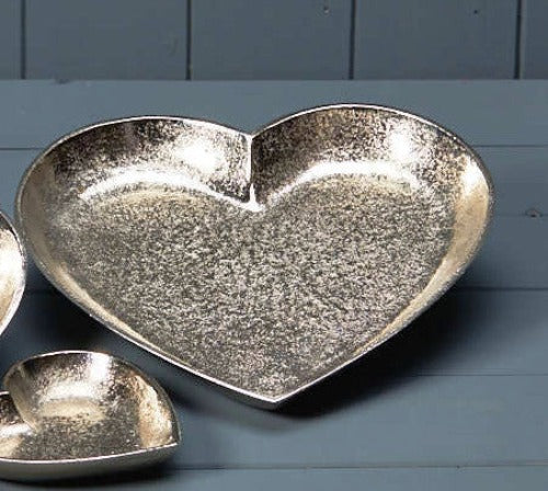 Silver Heart Shape Plate x 16.5cm