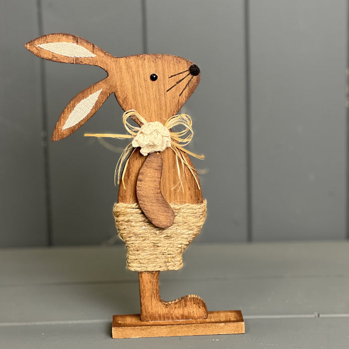 Wooden Standing Rabbit in Jute Shorts x H20.5cm