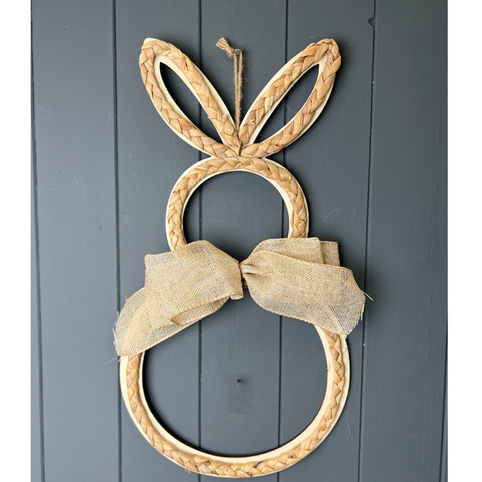 48cm Rabbit Shaped Wreath with Hessian Bow