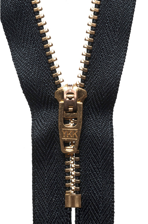 Brass Jeans Zip - 20cm - Black