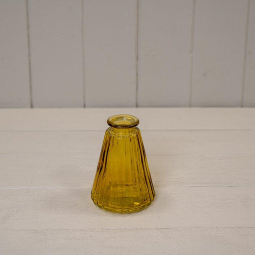 Yellow Ribbed Glass Bottle - W7.4cm x H9.9cm
