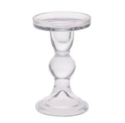 Zara Clear Glass Pillar Candle Holder - Clear - 8.3 x H12cm
