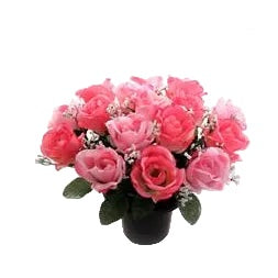 Pre-filled Rose & Gypsophila Grave Pot - Pinks