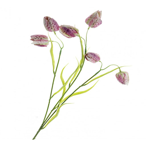 6 Head Artificial Fritillaria Flower Spray - Pink/Green  x 65cm