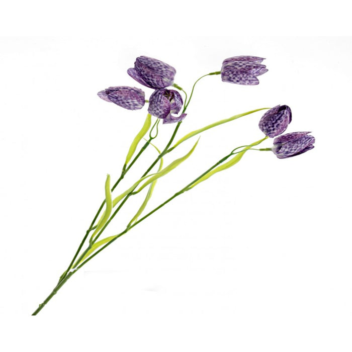 6 Head Artificial Fritillaria Flower Spray - Purple/Green  x 65cm
