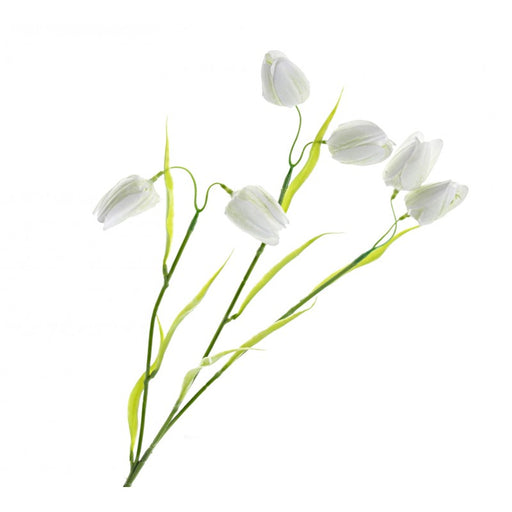 6 Head Artificial Fritillaria Flower Spray - White/Green x 65cm
