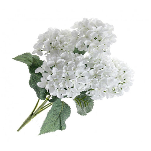 5 Head Artificial Hydrangea Flower Bush - Length 43cm - White