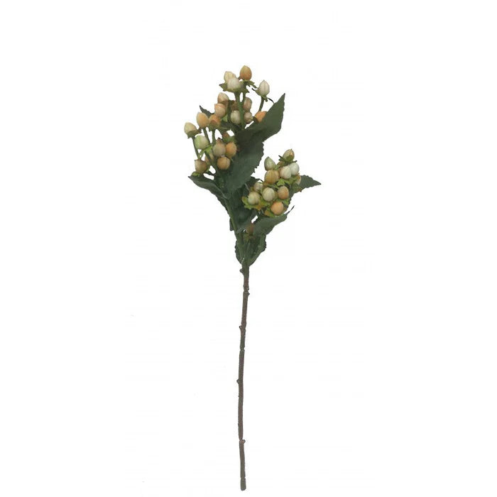 Artificial Hypericum Berry Branch - White/Peach - 48cm long
