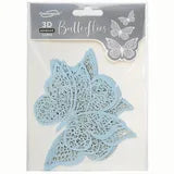 3D Adhesive Butterflies x 12 - Light Blue