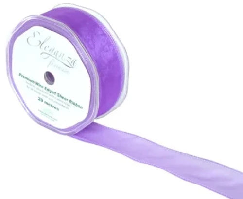 32mm x 20m Wired Edge Organza - Purple
