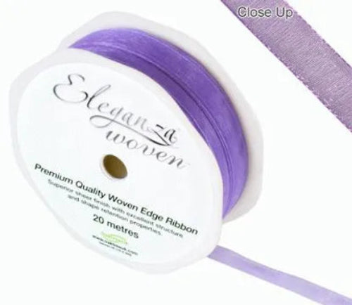 Woven Edge Ribbon 10mm x 20m - Purple
