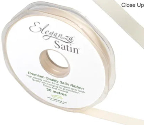 10mm x 20m Double Faced Satin Ribbon - Cream