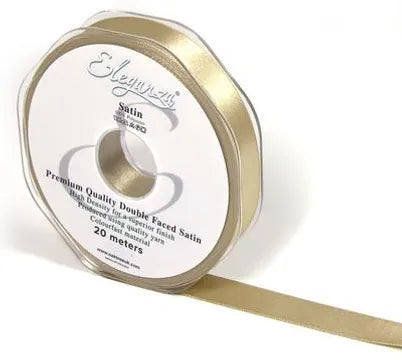 15mm x 20m Double Faced Taupe Satin ribbon