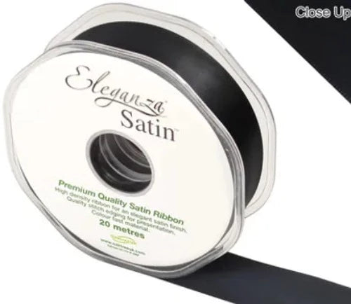 25mm x 20m Double Faced Ribbon - Black