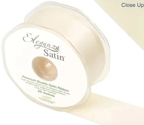 38mm x 20m Double Faced Satin Ribbon - Cream