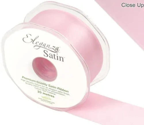 38mm x 20m Double Faced Baby Pink Satin Ribbon