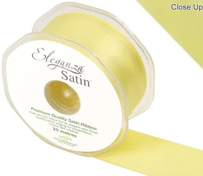 38mm x 20m Double Faced Pale Yellow Satin Ribbon — Artificial Floral ...