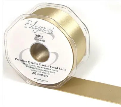 38mm x 20m Double Faced Taupe Satin Ribbon