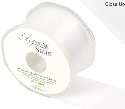 50mm x 20m Double Faced Rose White Satin Ribbon