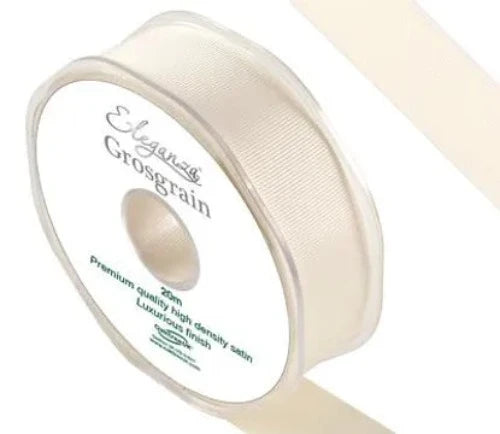 Premium Grosgrain Ribbon 25mm x 20m - Ivory