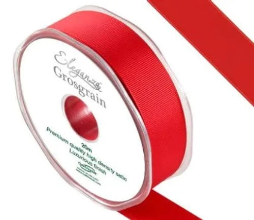 Premium Grosgrain Ribbon 25mm x 20m - Red