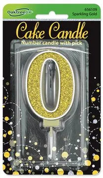 Sparkling Fizz Candle 7.5cm Gold - Number 0