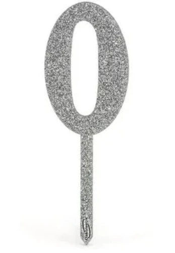 Acrylic Sparkling Fizz Silver Cake Topper No.0