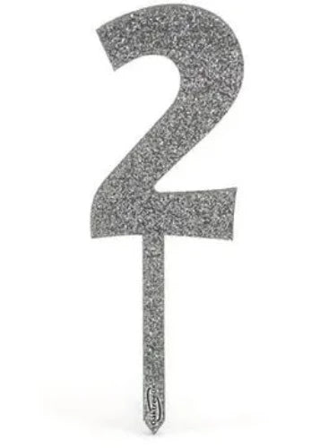 Acrylic Sparkling Fizz Silver Cake Topper No.2