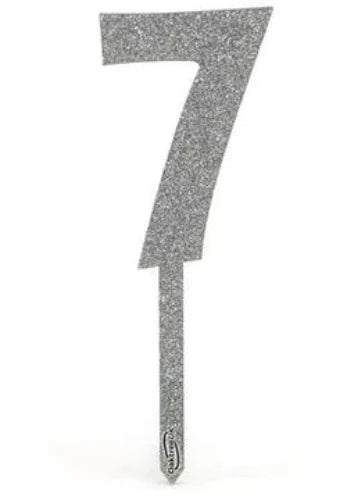 Acrylic Sparkling Fizz Silver Cake Topper No.7