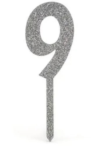 Acrylic Sparkling Fizz Silver Cake Topper No.9