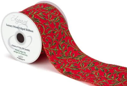 Wired Edge Luxury Velvet Shimmer Leaves No.458 63mm x 9.1m