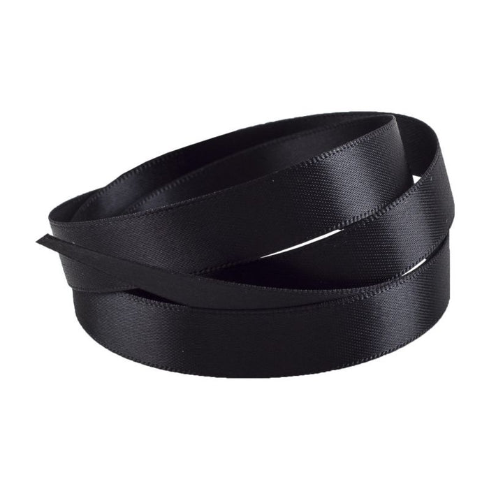 15mm x 20m Double Faced Black Satin Ribbon