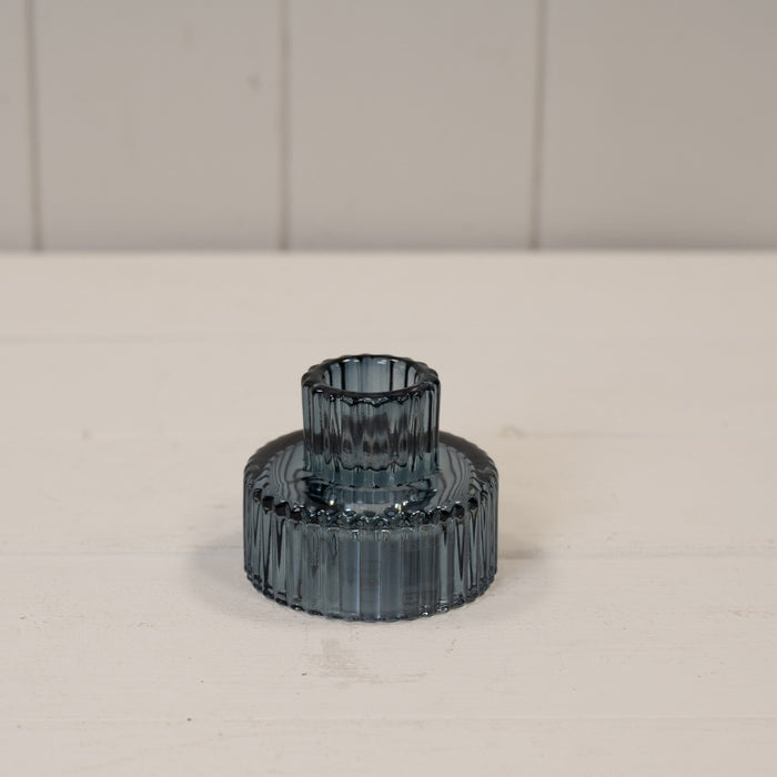 Blue Glass Candle Holder x H5.4cm