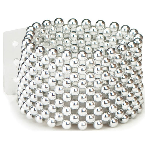 Wide Pearl Corsage Bracelet - Silver
