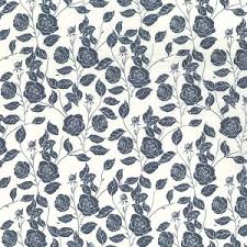 1 Metre Grey 100% Cotton Poplin Rose Vine Fabric