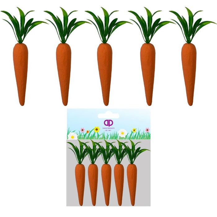 5 Orange Carrots with Green Tops - 9cm