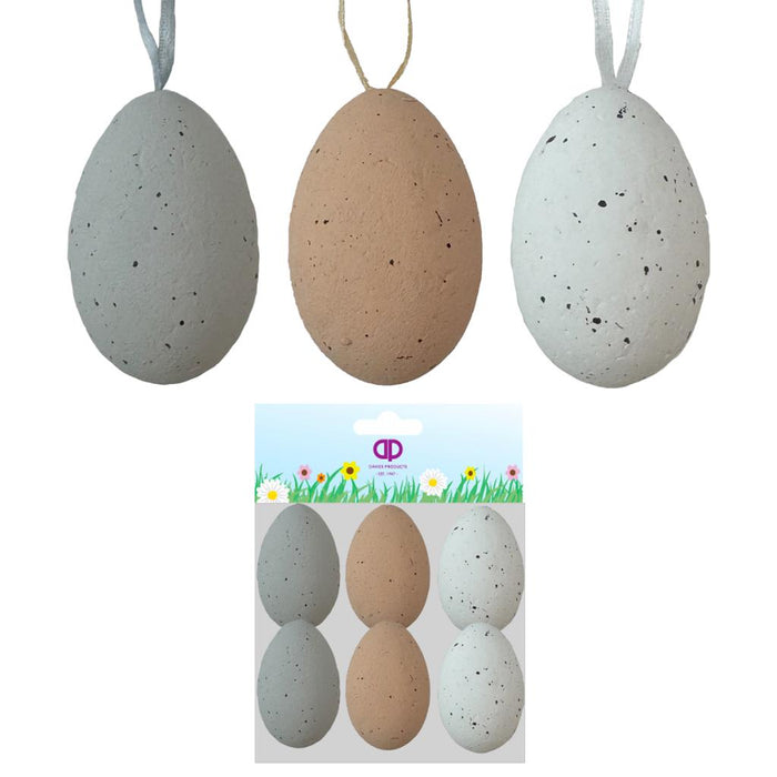 6 x 6.5cm Speckled Hanging Eggs