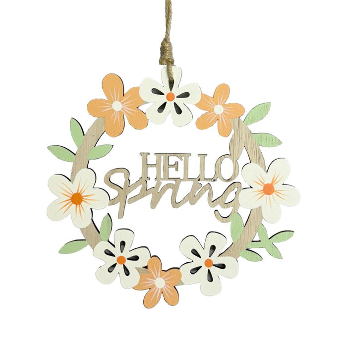 19cm Hello Spring Wooden Wreath